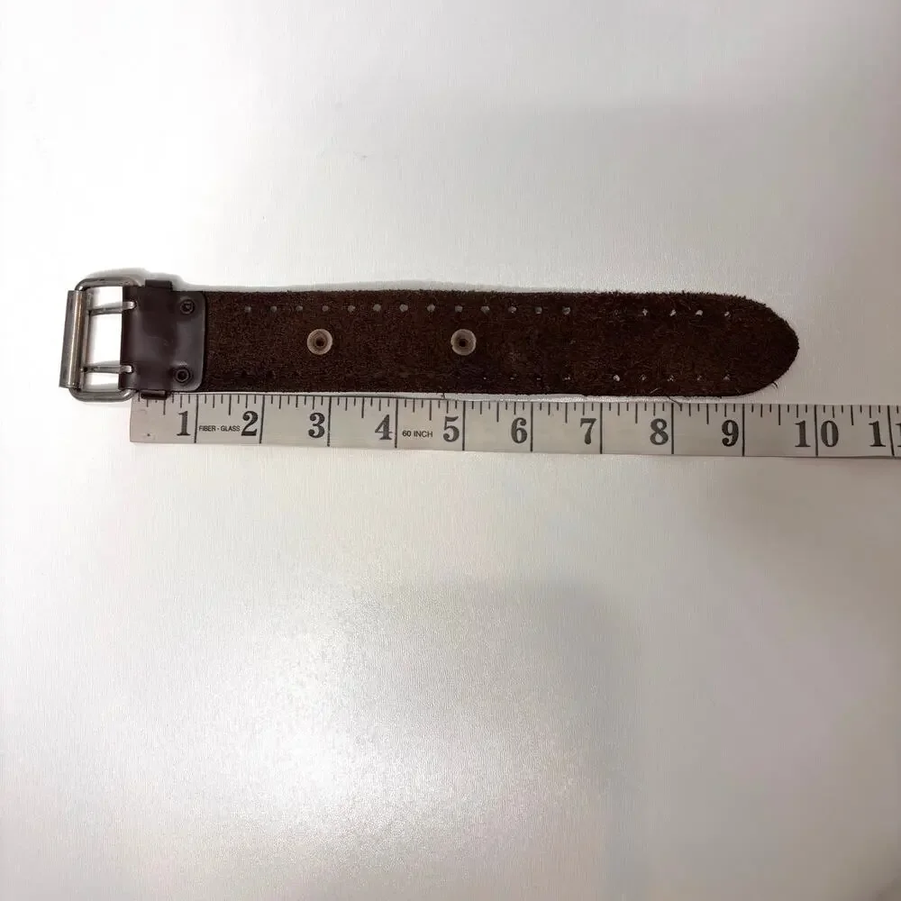 Biker Mens Brown Leather Watch Band Buckle